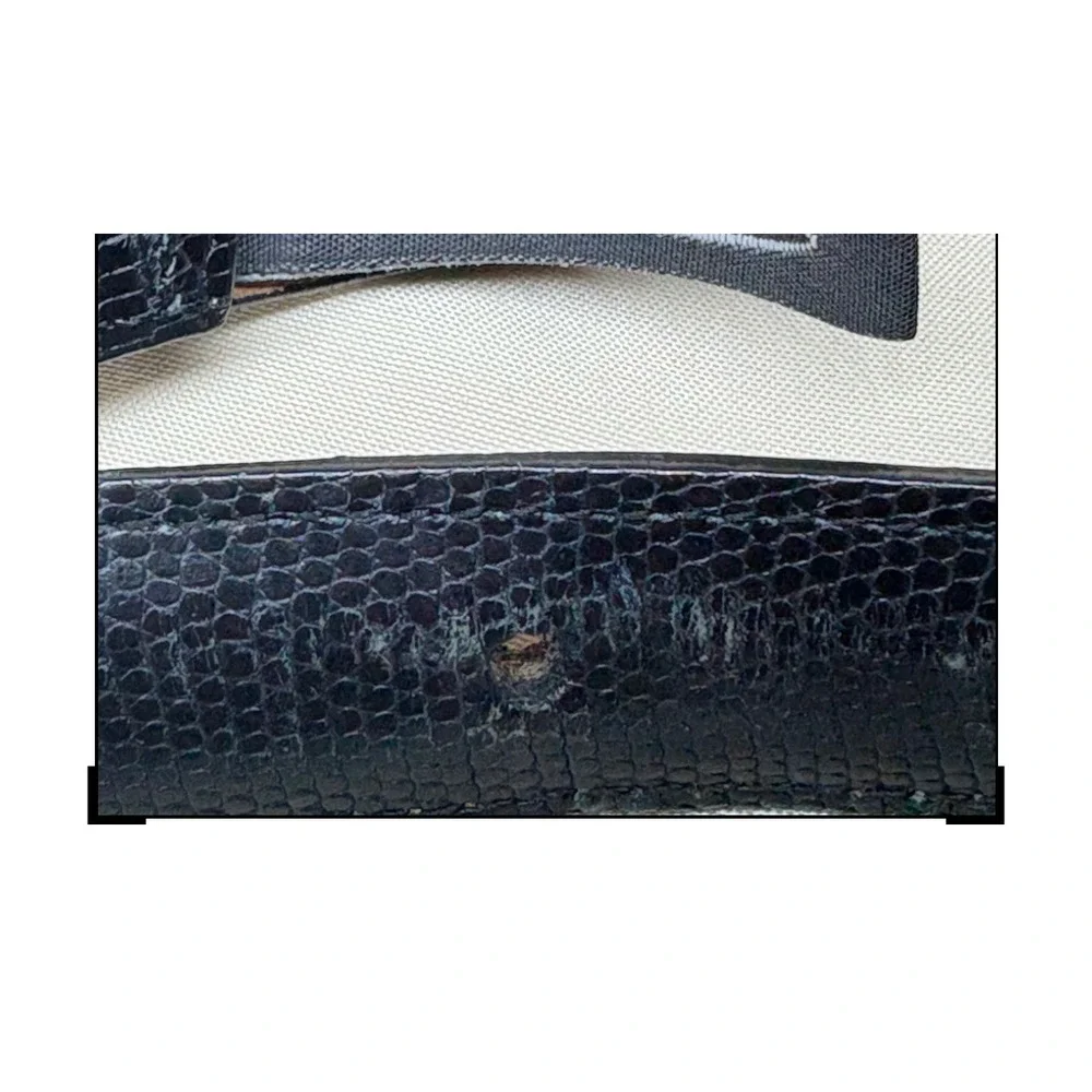 Brighton Classics Black Lizard Embossed‎ Leather Belt Gold Tone Buckle ML 32